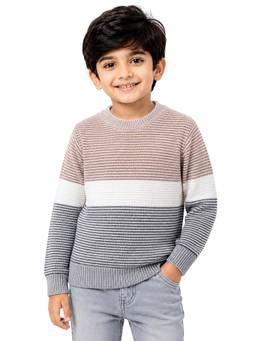Kuchipoo - Beige Stripes Polyester Sweater