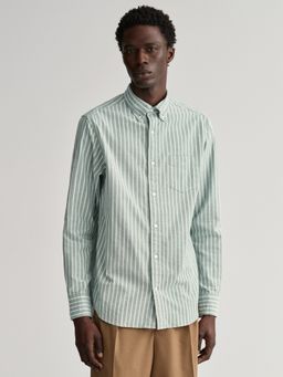 GANT - Men Green Striped Regular Fit Shirt