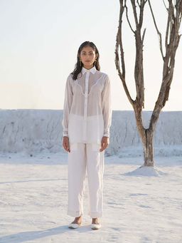 The Loom Art - Lily Solid White Shirt With Pant