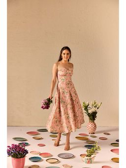 Old Marigold - Bianca Pink Floral Midi Dress