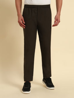 Cantabil - Men Olive Solid Regular Fit Lower Trackpant