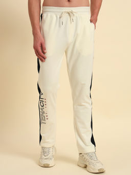 Cantabil - Men Off White Solid Regular Fit Track Pant