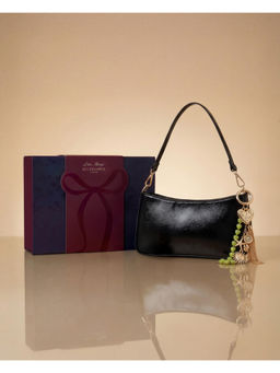 Accessorize London - Black Shoulder Bag & Charm Keyring Valentines Gift Hamper