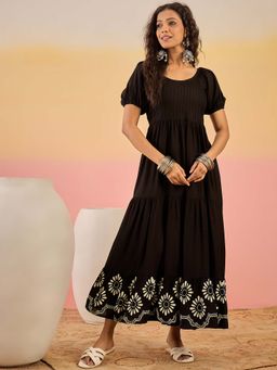 Stylum - Black Floral Flared Dress