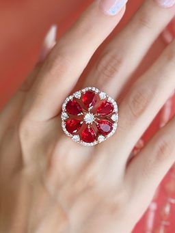 Azai by Nykaa Fashion - Floral Cocktail Red Ring
