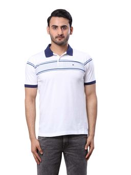 Raymond - Slim Fit Stripe White T-Shirt