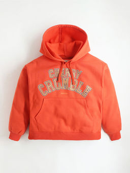 CHERRY CRUMBLE BY NITT HYMAN - Orange Unisex Knitted Easy Fit Hooded Pullover