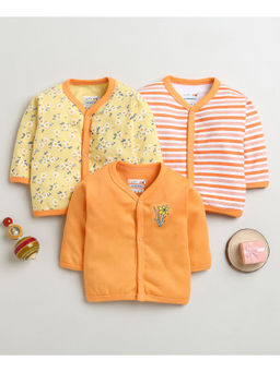 Bumzee - Yellow & Orange Girls Full Sleeves Cotton Jablas (Pack of 3)
