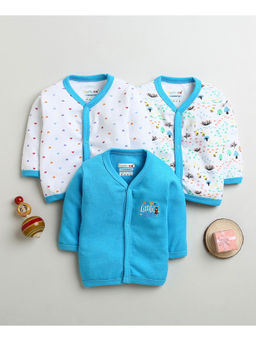 Bumzee - Blue & White Girls Full Sleeves Cotton Jablas (Pack of 3)