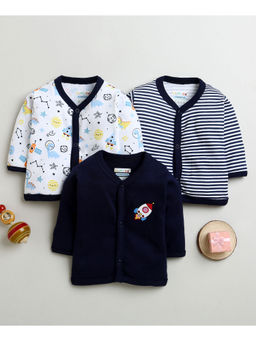 Bumzee - Navy & White Boys Full Sleeves Cotton Jablas (Pack of 3)