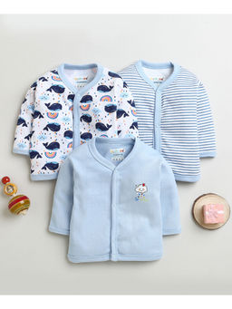 Bumzee - Sky Blue & White Boys Full Sleeves Cotton Jablas (Pack of 3)