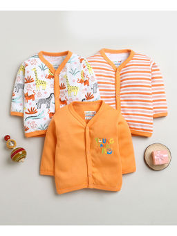 Bumzee - Orange & White Boys Full Sleeves Cotton Jablas (Pack of 3)
