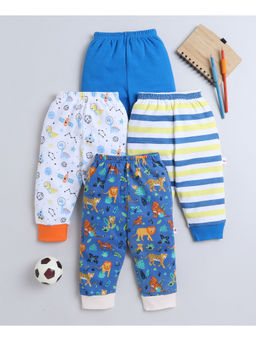 Bumzee - Blue & White Full Length Boys Cotton Pyjamas (Pack of 4)