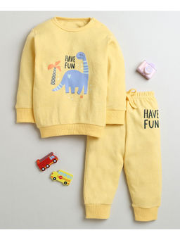 Bumzee - Yellow Boys Full Sleeves Cotton Sweatshirt and Jogger (Set of 2)