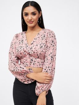 Kibo - Pink Polyester Crop Top
