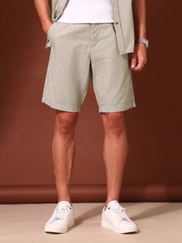 U.S. POLO ASSN. - Men Vertical Striped Slim Fit Green Chino Shorts