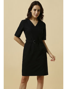 Allen Solly - Women Black Solid Formal Dress with Belt