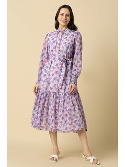 Allen Solly - Women Purple Printed Casual Dress with Belt