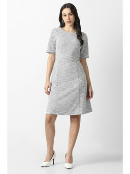 Van Heusen - Women Grey Textured Formal Dress