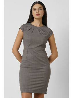 Van Heusen - Women Grey Check Formal Dress