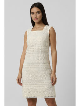 Van Heusen - Women White Self Design Party Dress