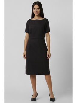 Van Heusen - Women Black Textured Knee Length Formal Dress