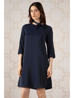 Van Heusen - Women Navy Blue Solid Formal Dress