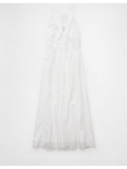 American Eagle - Women V-Neck Embroidered Midi Dress