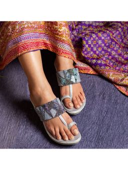 MyMy Footwear - Silver Open Toe Synthetic Wedges