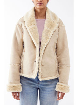BDG by Urban Outfitters - BDG Beige Shearling Aviator Coat