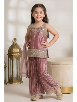 Lagorii - Dusty Pink Designer Embroidered Palazzo Set