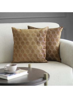 GM - Jade Geometric Velvet Cushion Cover/Cases with Zipper- Pack of 2 (Size: 16x16")