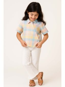 Tales & Stories - Girls Multi-Color Checked Wrap Top