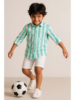 Tales & Stories - Boys Blue Striped Full Sleeve Casual Cotton Shirt