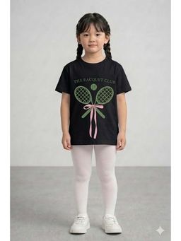 THE PONY AND PEONY CO. - Black Racquet Printed T-Shirt