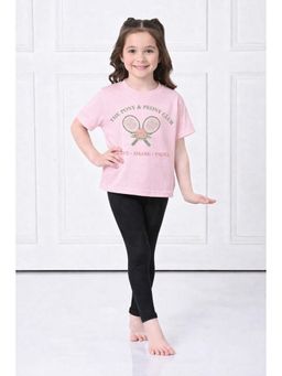 THE PONY AND PEONY CO. - Pink Racquet Printed T-Shirt