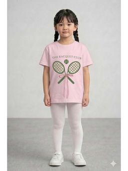 THE PONY AND PEONY CO. - Pink Racquet Printed T-Shirt