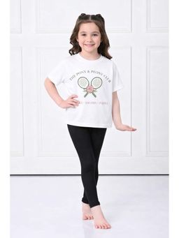 THE PONY AND PEONY CO. - White Racquet Printed T-Shirt