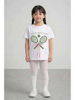 THE PONY AND PEONY CO. - White Racquet Printed T-Shirt