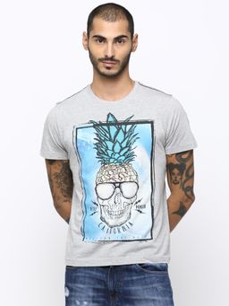 Huetrap - Mens Grey Melange Short Sleeve T-Shirt