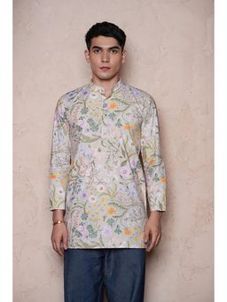 House of Surkh - Cotton Green Printed Mens Short Kurta