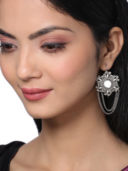 VIRAASI - Antique Oxidised Mirror Work Drop Earrings for Women and Girls