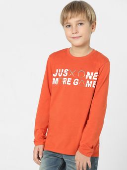 Jack & Jones Junior - Boys Red Text Print Full Sleeves T-shirt