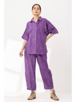 Laado - Purple Pleated Palazzo Co-Ord (Set of 2)