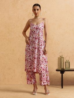 STYLEBAAZI - Floral Printed Straight Kurta and Pant (Set of 2)