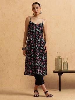 SHAHAD - Floral Printed Straight Pure Cotton Kurta and Pant (Set of 2)