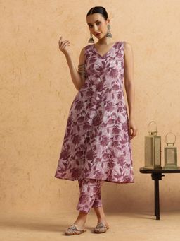 STYLEBAAZI - Floral Printed A-Line Pure Cotton Kurta and Pant (Set of 2)
