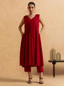 SHAHAD - Solid Straight Kurta and Pant (Set of 2)