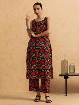 STYLEBAAZI - Floral Printed A-Line Pure Cotton Kurta and Pant (Set of 2)