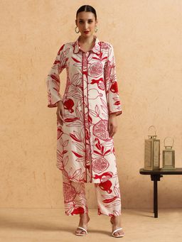 STYLEBAAZI - Floral Printed Straight Kurta and Pant (Set of 2)